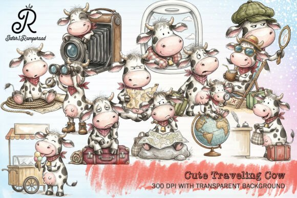 Download Cute Traveling Cow Clipart - Traveling Collection