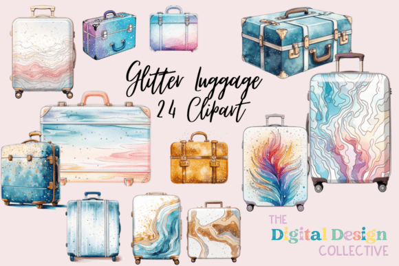 Download Vacation Luggage Watercolor Clipart - Luggage watercolor Collection