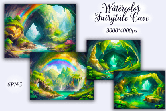 Download Watercolor Fairytale Cave Background - Premium Bundle