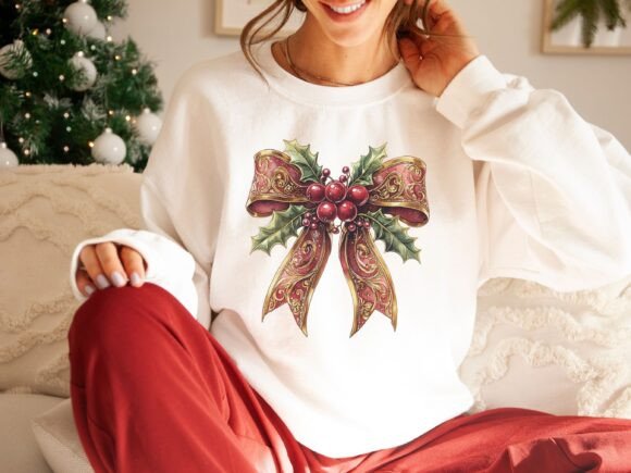 Download Vintage Christmas Holly Bow - Premium Bundle