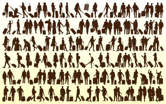 Download Traveling with Suitcase Silhouettes - Traveling Collection