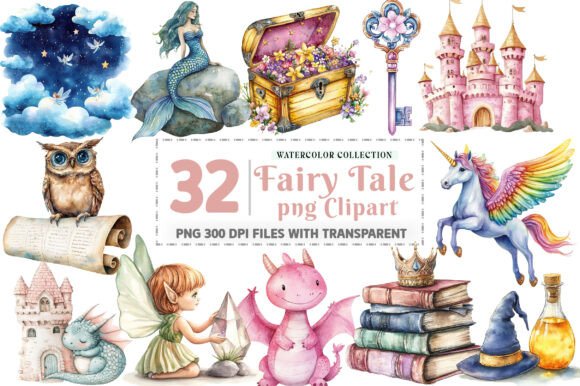 Download Watercolor Fairy Tale Clipart - Watercolor fairy tale Collection