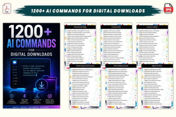 Download 1200+ AI Commands for Digital Downloads - Digital downloads Collection
